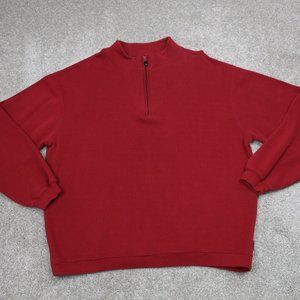 Woolrich Sweatshirt Mens XL Red 1/4 Zip Cotton L/S Pullover Sweater Q Zip